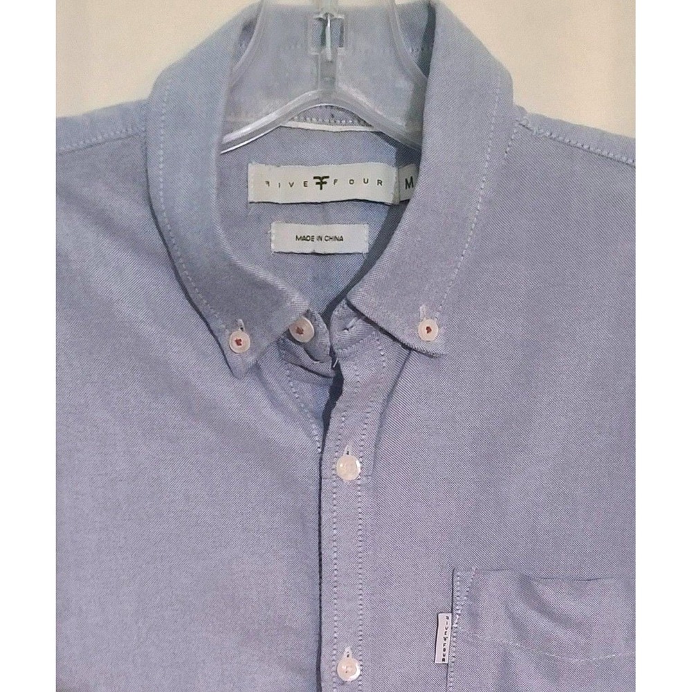 Five Four Men's Blue Chambray Long‎ Sleeve Cotton Button Front Shirt Medium